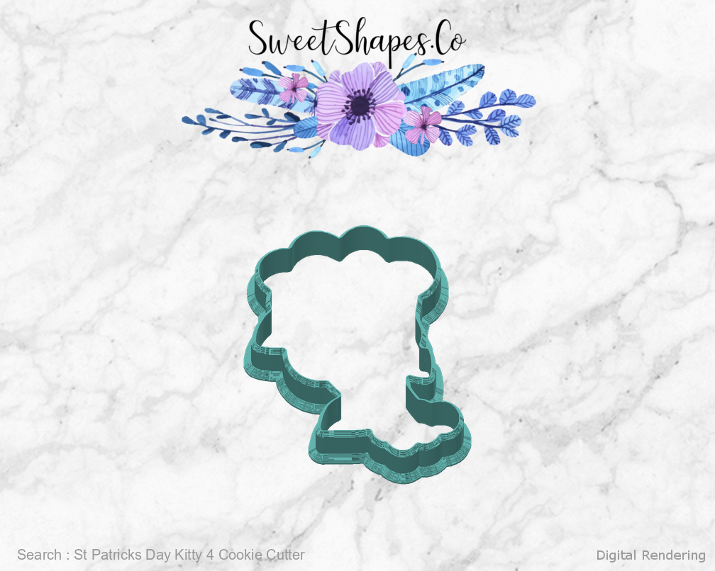 St Patricks Day Kitty 4 Cookie Cutter — back view