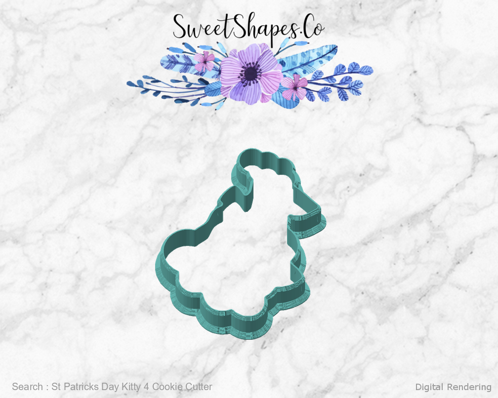 St Patricks Day Kitty 4 Cookie Cutter — angled front view
