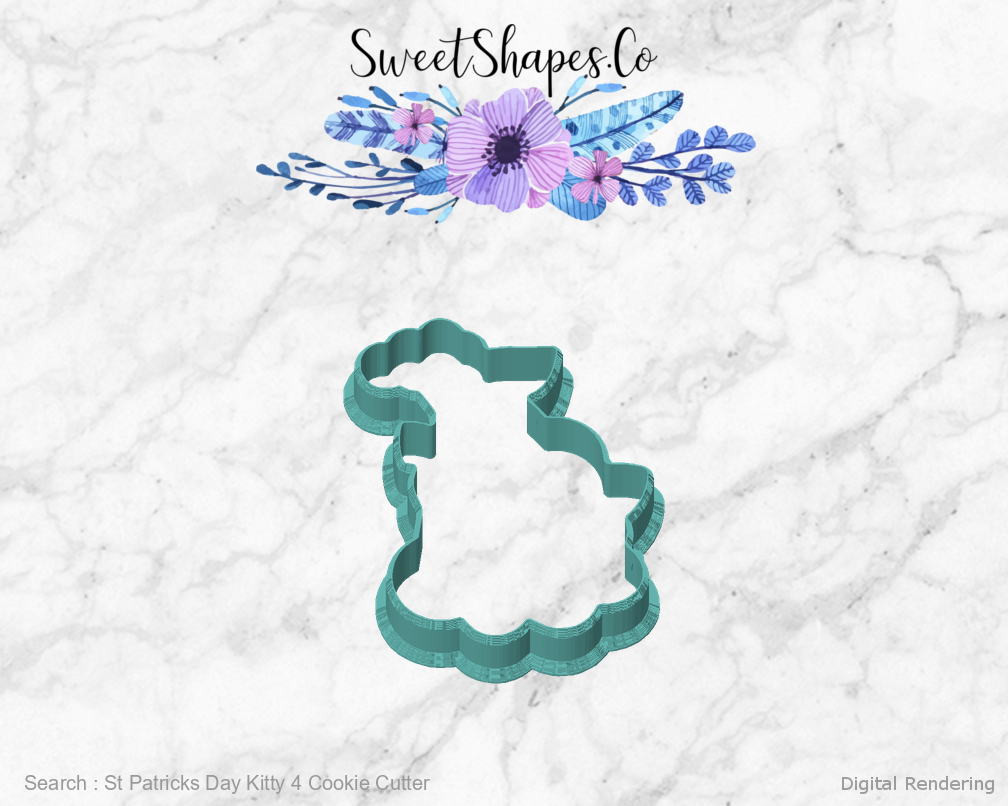 St Patricks Day Kitty 4 Cookie Cutter — front view