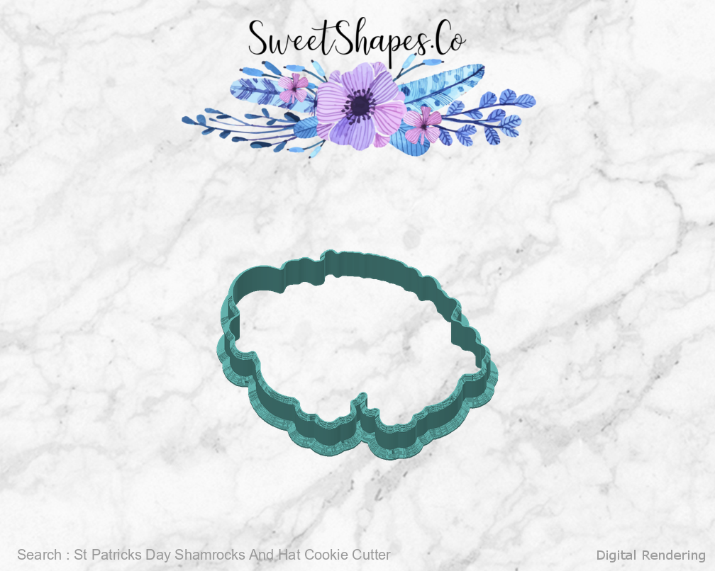 St Patricks Day Shamrocks And Hat Cookie Cutter — back view