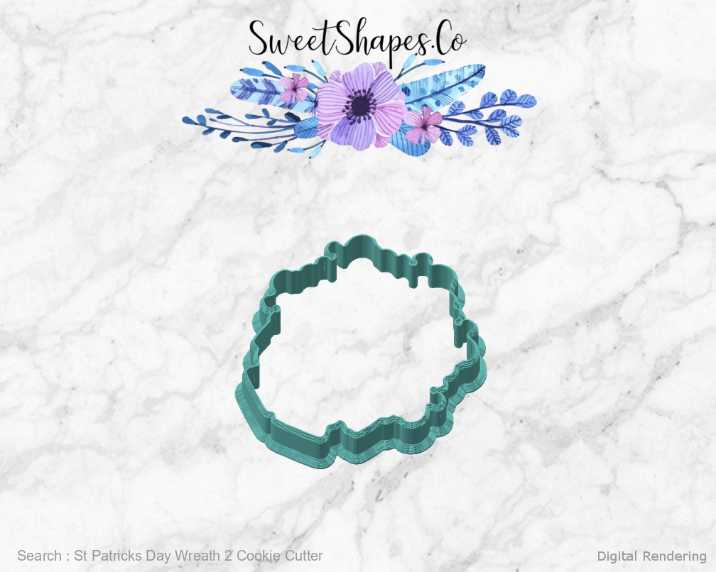 St Patricks Day Wreath 2 Cookie Cutter — angled front view