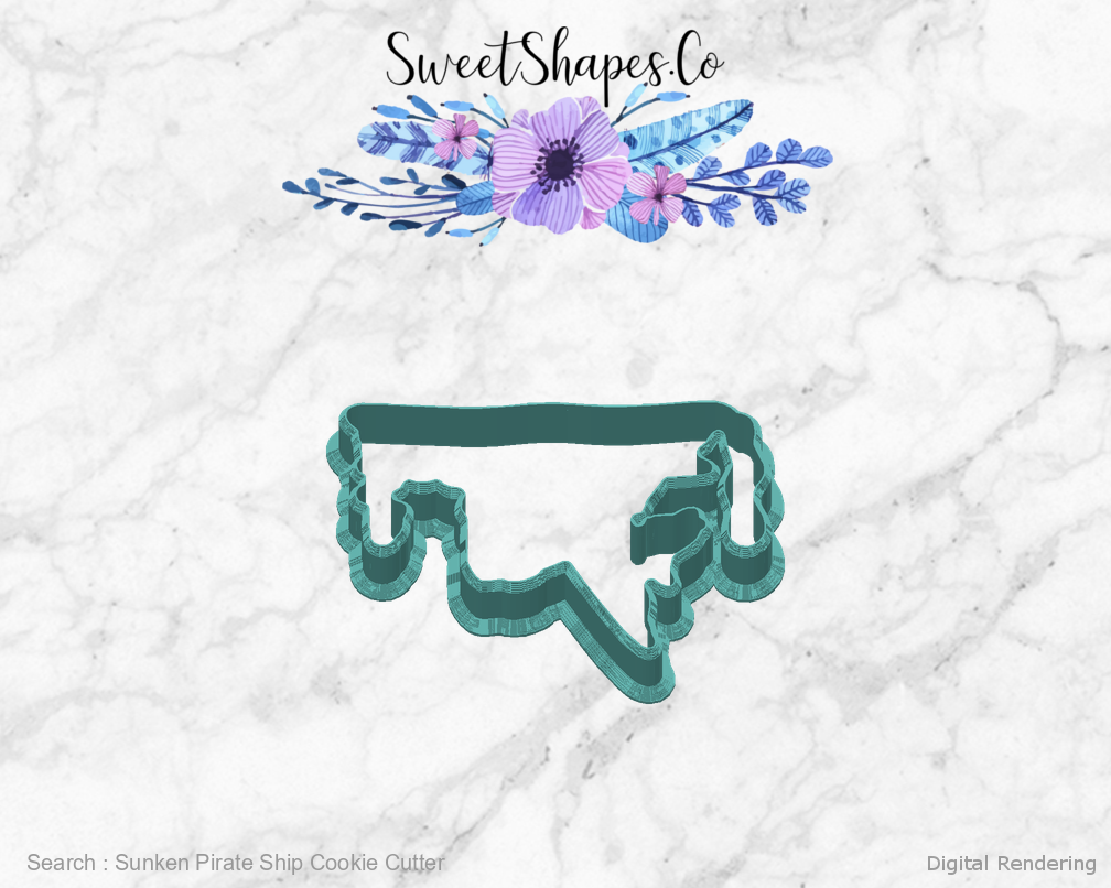 Sunken Pirate Ship Cookie Cutter — back view