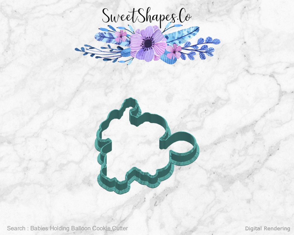 Babies Holding Balloon Cookie Cutter — right view
