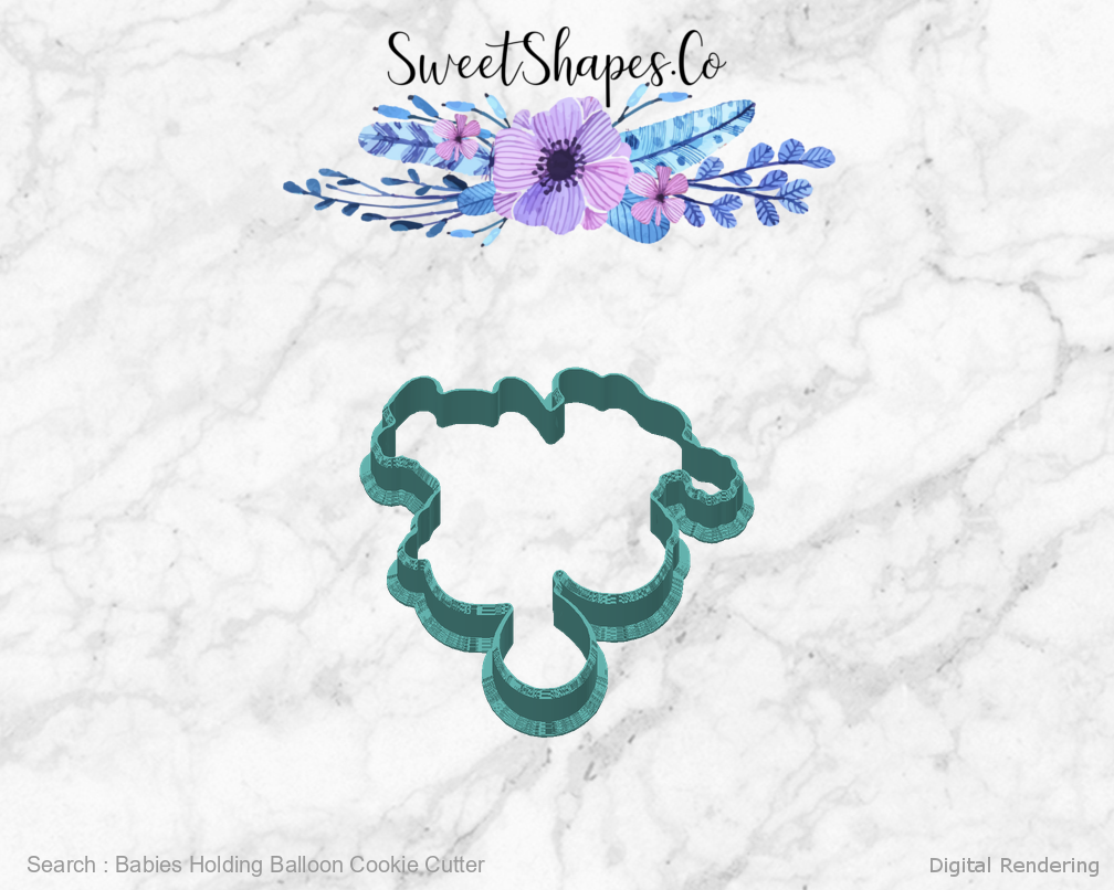 Babies Holding Balloon Cookie Cutter — back view