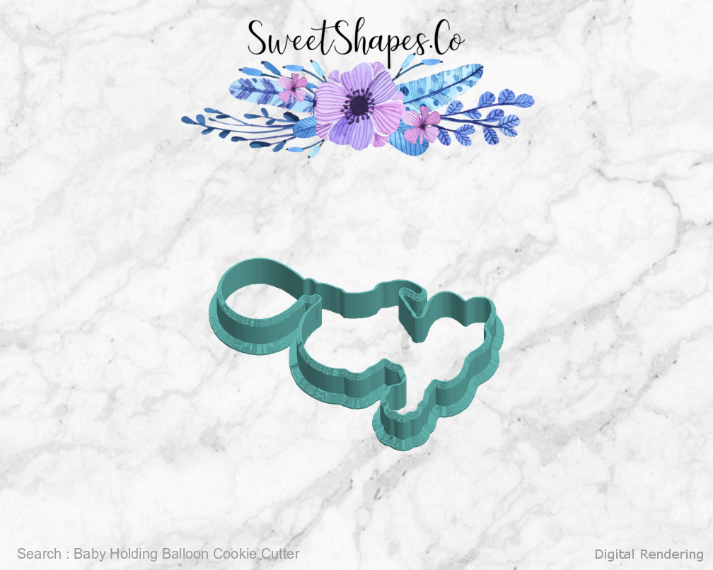Baby Holding Balloon Cookie Cutter — left view