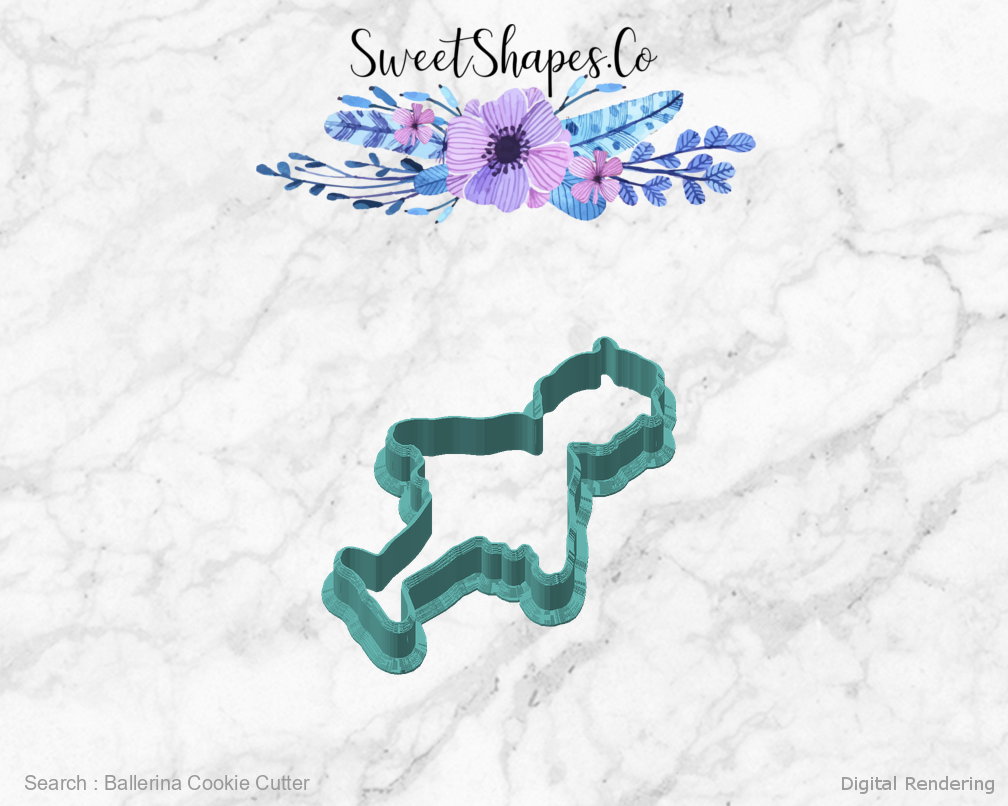 Ballerina Cookie Cutter — angled front view