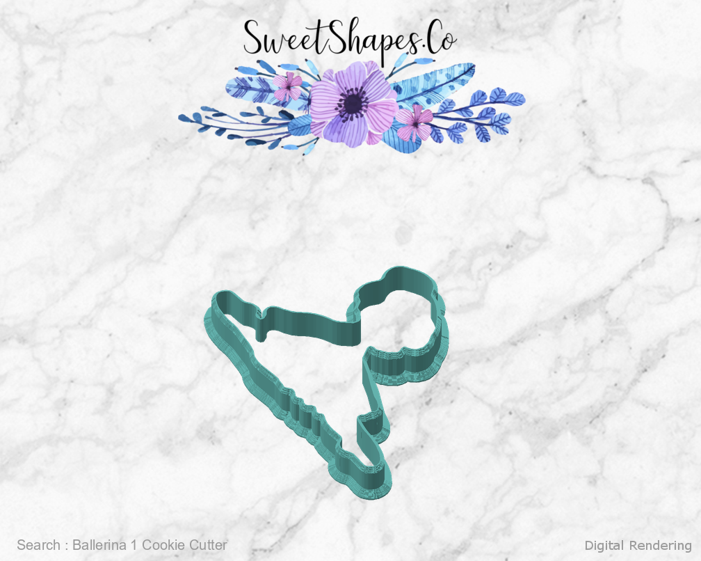Ballerina 1 Cookie Cutter — angled front view