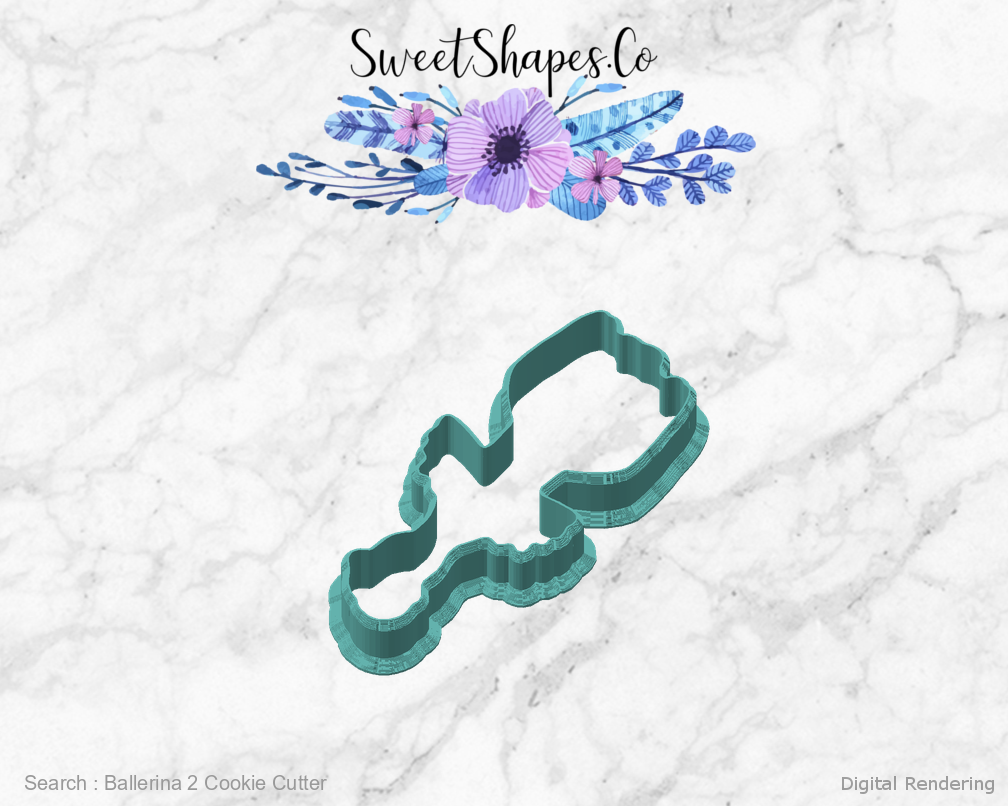 Ballerina 2 Cookie Cutter — angled front view