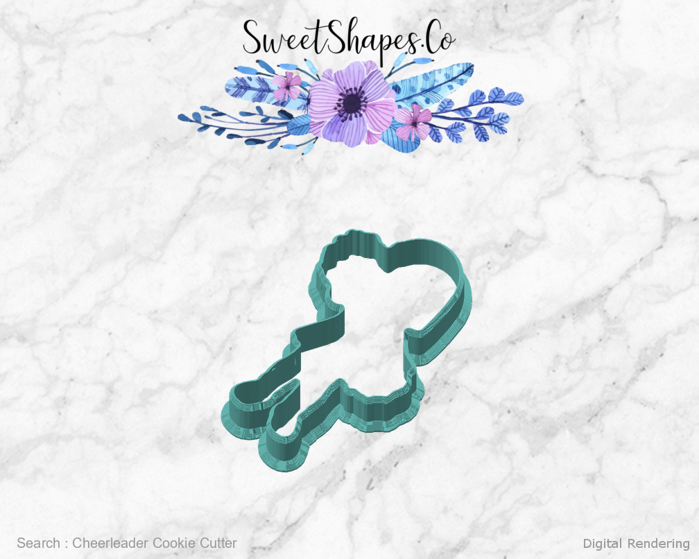 Cheerleader Cookie Cutter — angled front view