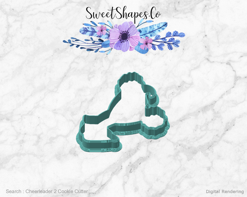 Cheerleader 2 Cookie Cutter — angled front view