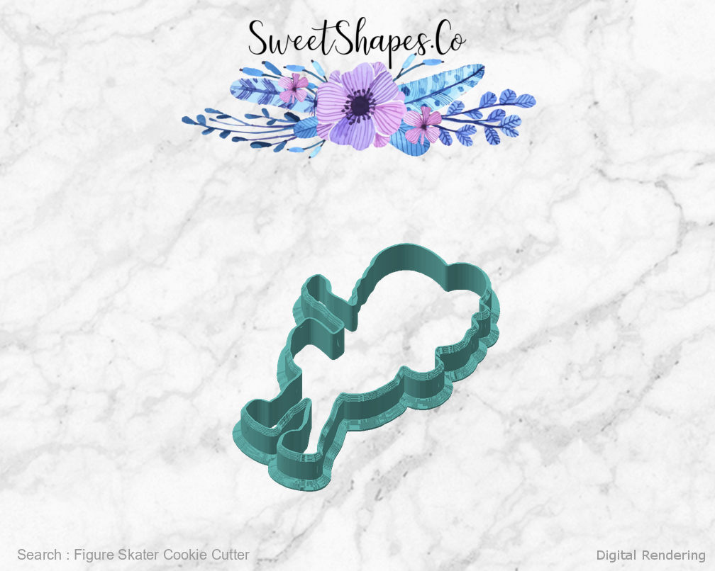 Figure Skater Cookie Cutter — angled front view