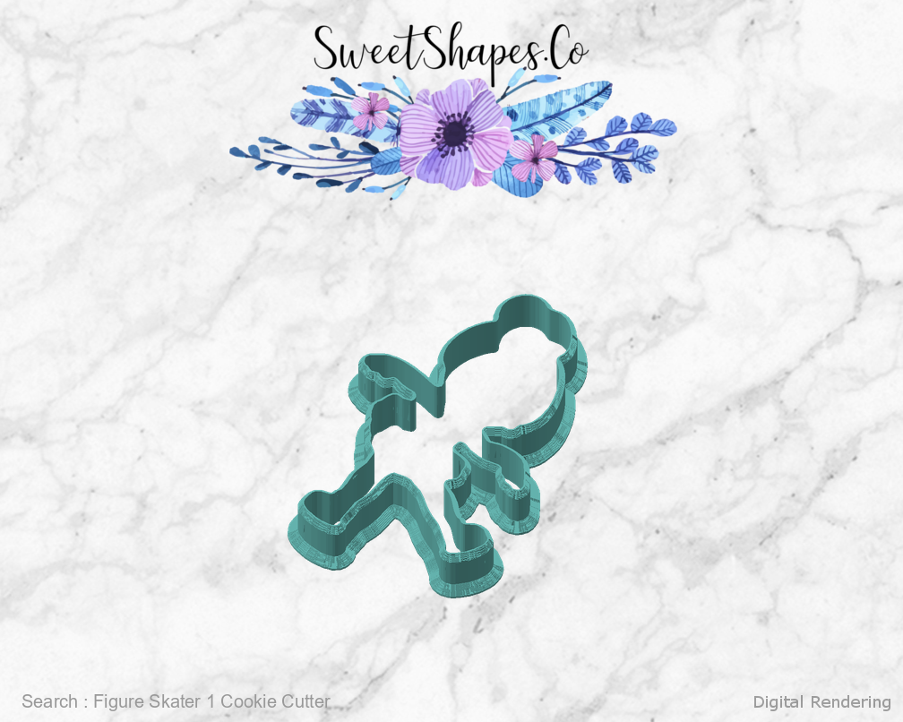 Figure Skater 1 Cookie Cutter — angled front view