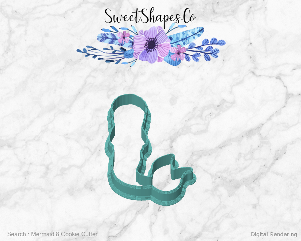 Mermaid 8 Cookie Cutter — front view