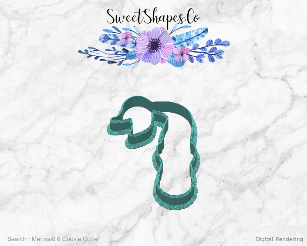 Mermaid 8 Cookie Cutter — back view