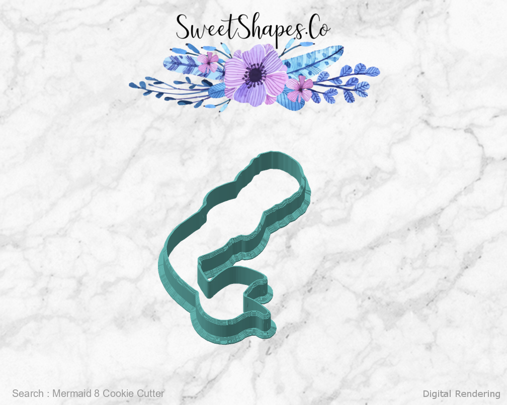 Mermaid 8 Cookie Cutter — angled front view