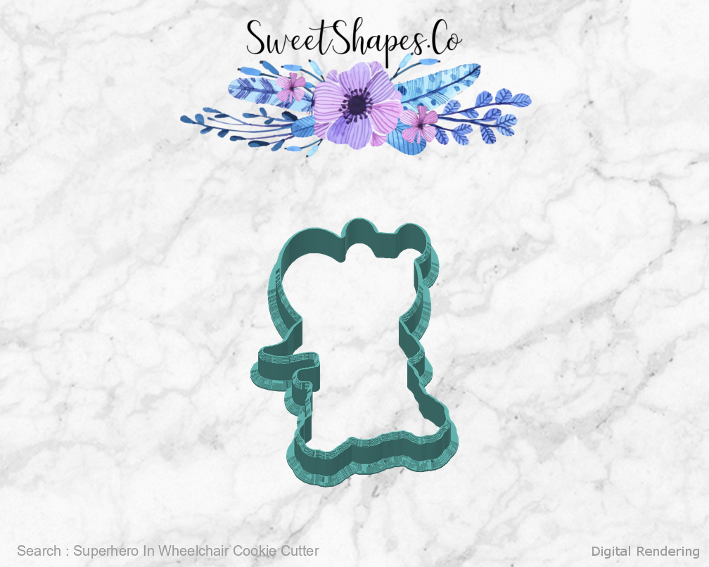 Superhero In Wheelchair Cookie Cutter — back view