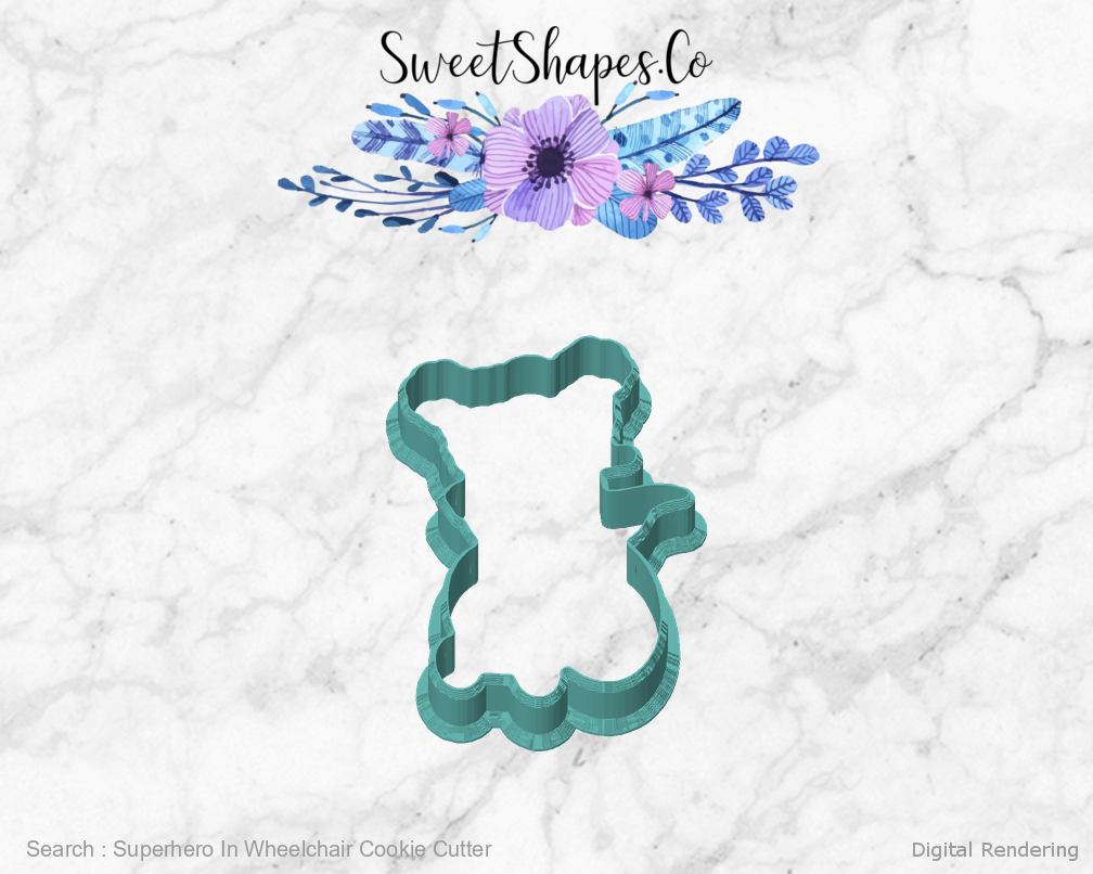 Superhero In Wheelchair Cookie Cutter — front view