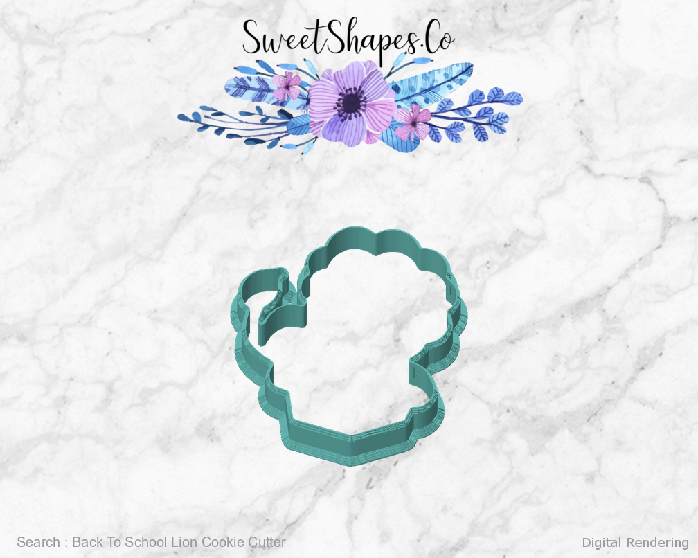 Back To School Lion Cookie Cutter — front view