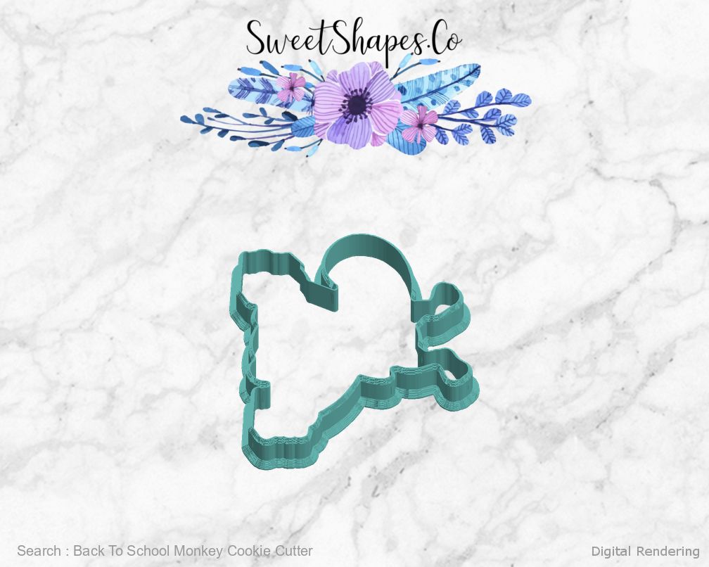 Back To School Monkey Cookie Cutter — left view
