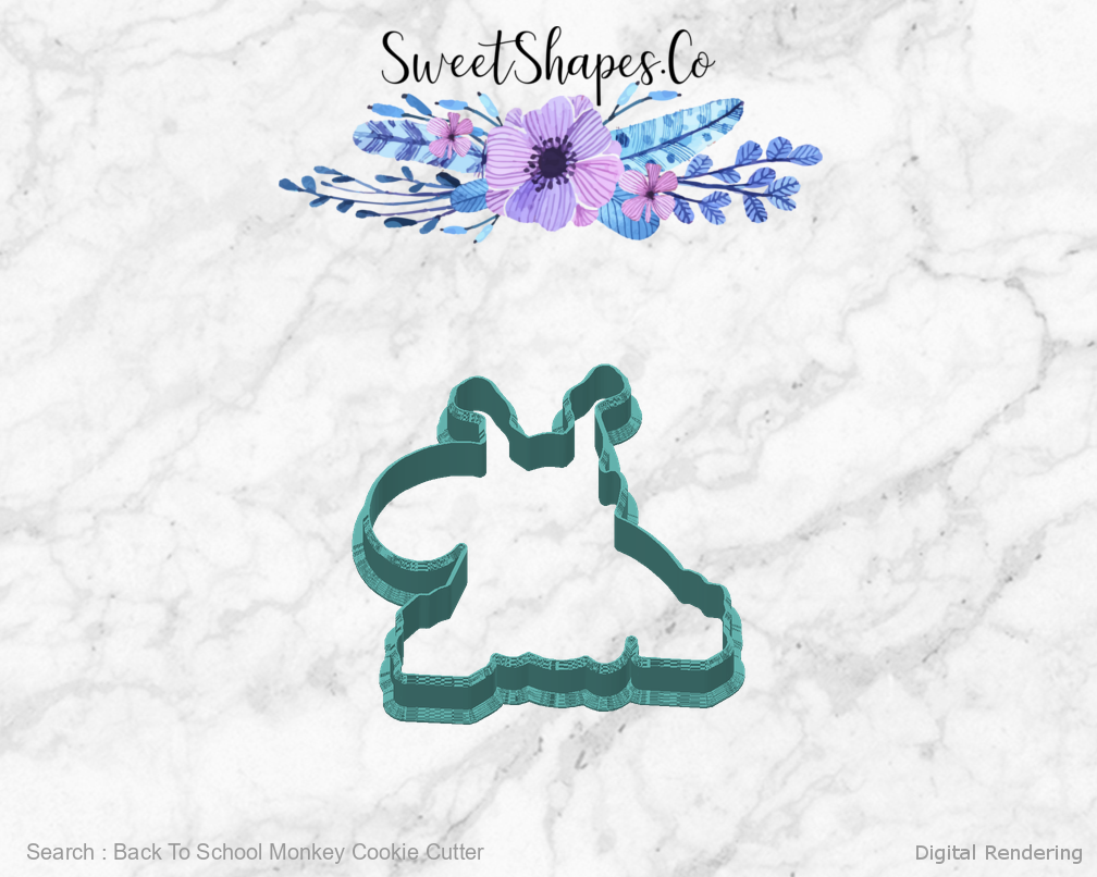 Back To School Monkey Cookie Cutter — back view