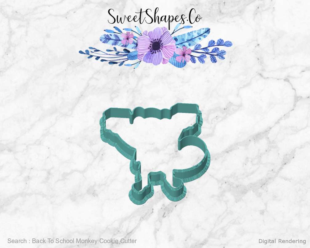 Back To School Monkey Cookie Cutter — front view