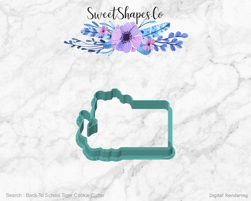 Back To School Tiger Cookie Cutter — front view