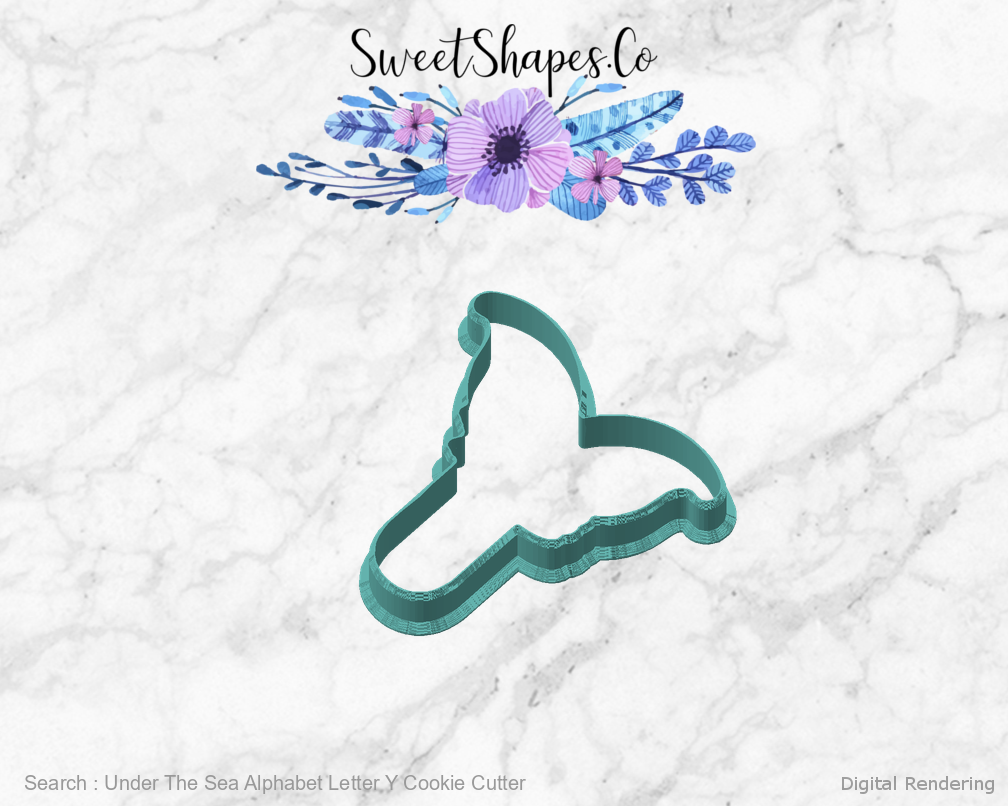 Under The Sea Alphabet Letter Y Cookie Cutter — angled front view