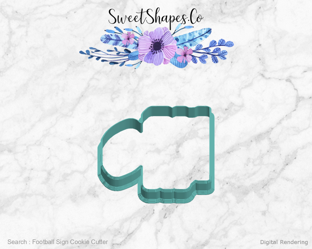 Football Sign Cookie Cutter — left view