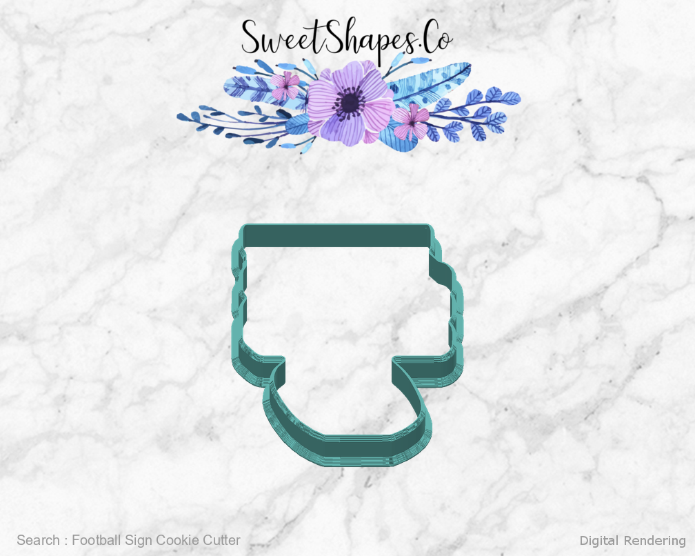 Football Sign Cookie Cutter — back view