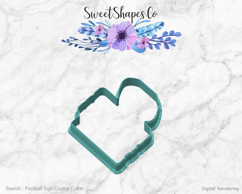 Football Sign Cookie Cutter — angled front view