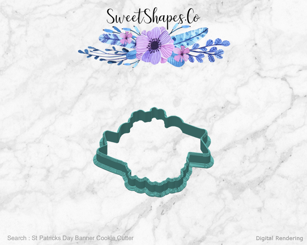 St Patricks Day Banner Cookie Cutter — back view