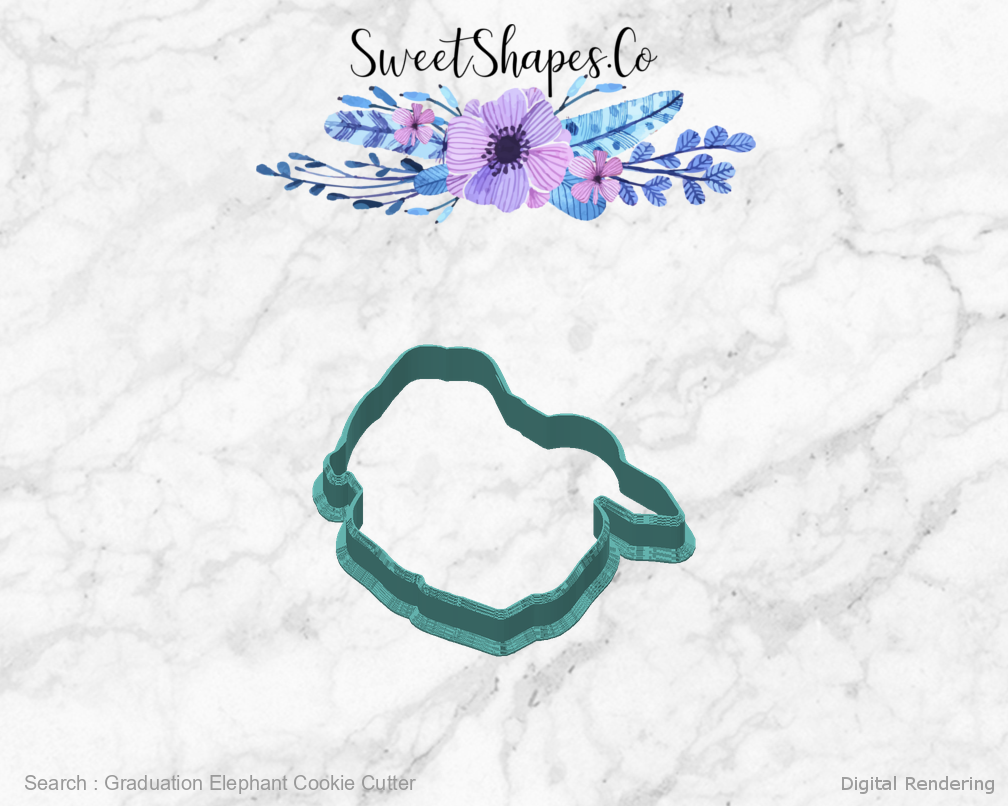 Graduation Elephant Cookie Cutter — back view