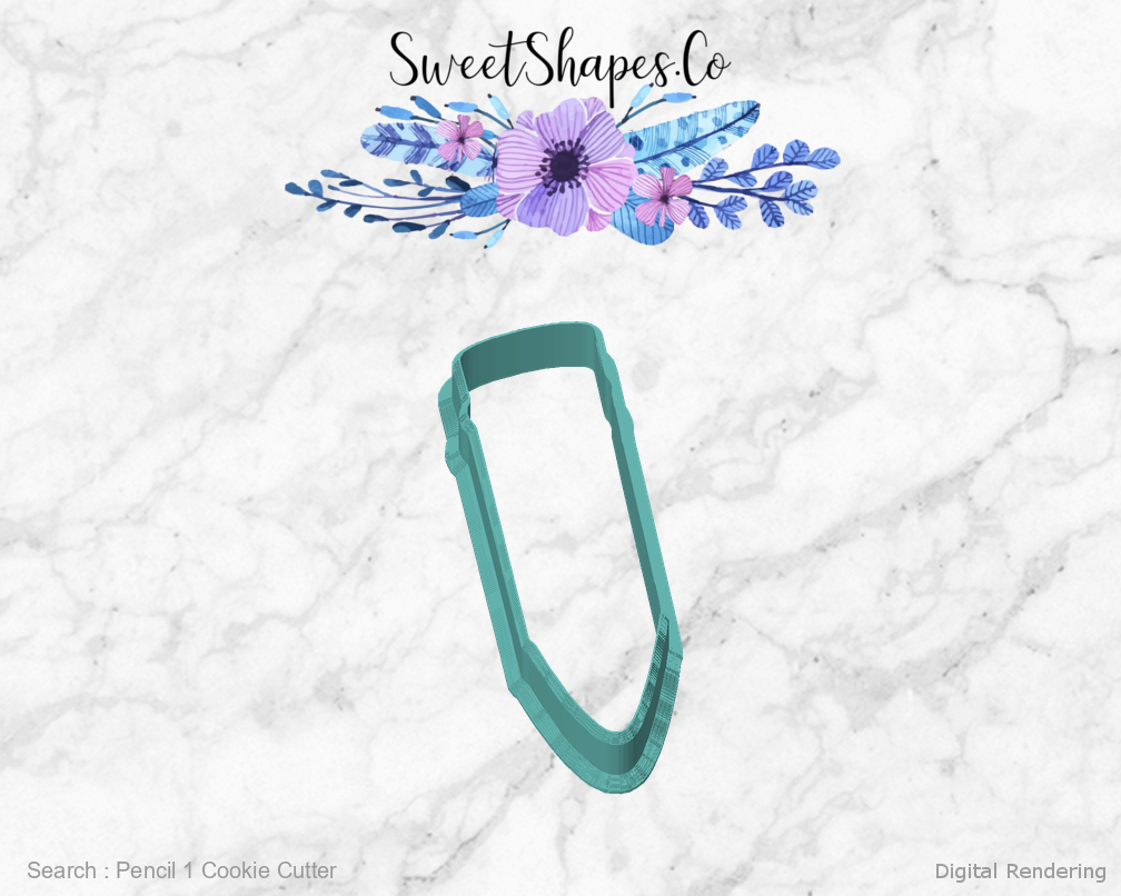 Pencil 1 Cookie Cutter — front view