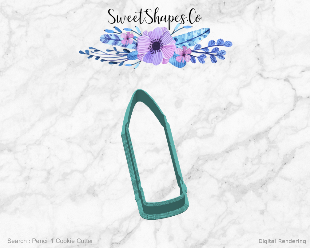 Pencil 1 Cookie Cutter — back view