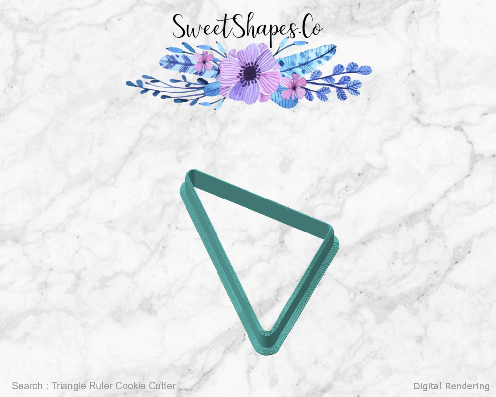 Triangle Ruler Cookie Cutter — angled front view