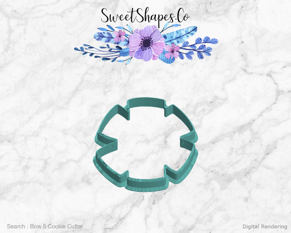 Bow 5 Cookie Cutter — left view
