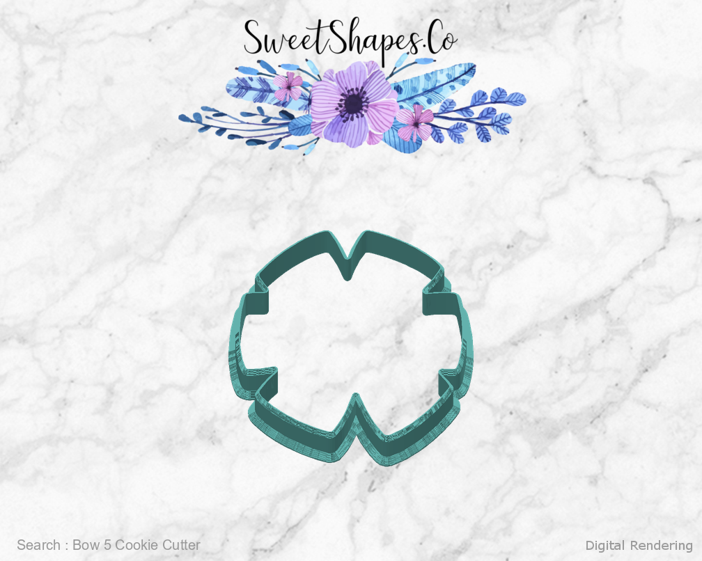 Bow 5 Cookie Cutter — back view