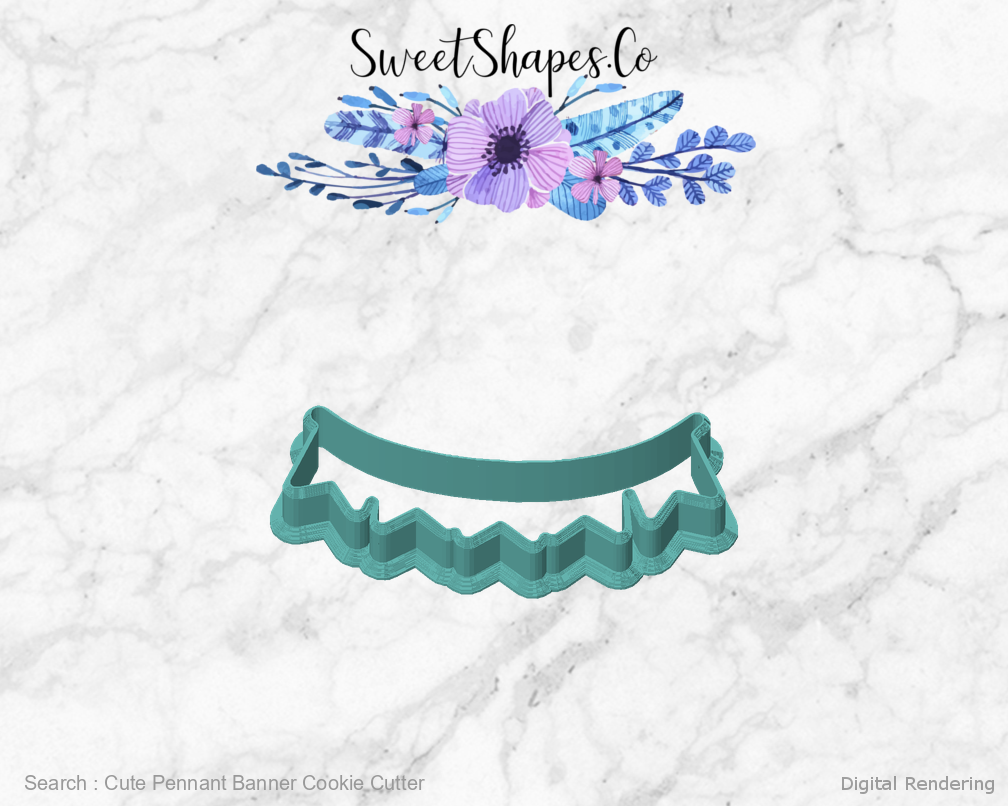 Cute Pennant Banner Cookie Cutter — front view