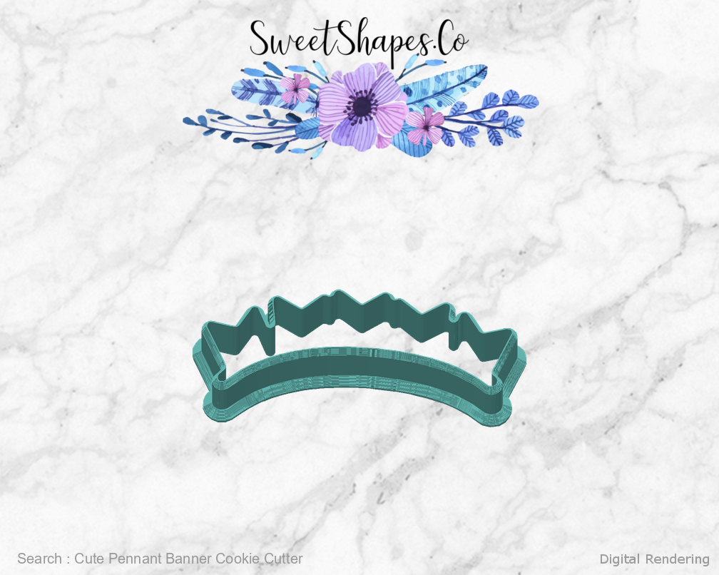 Cute Pennant Banner Cookie Cutter — back view