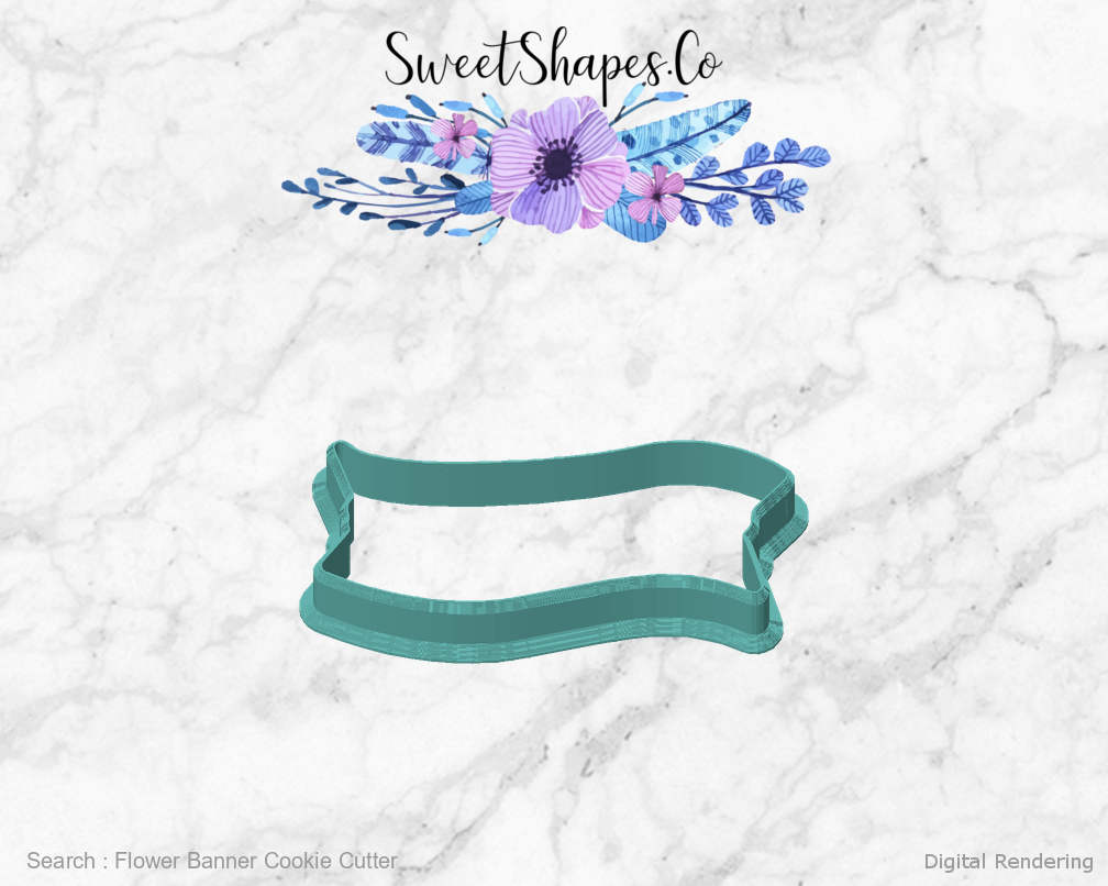 Flower Banner Cookie Cutter — front view