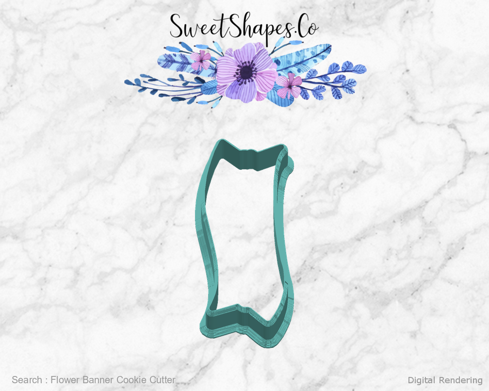 Flower Banner Cookie Cutter — right view