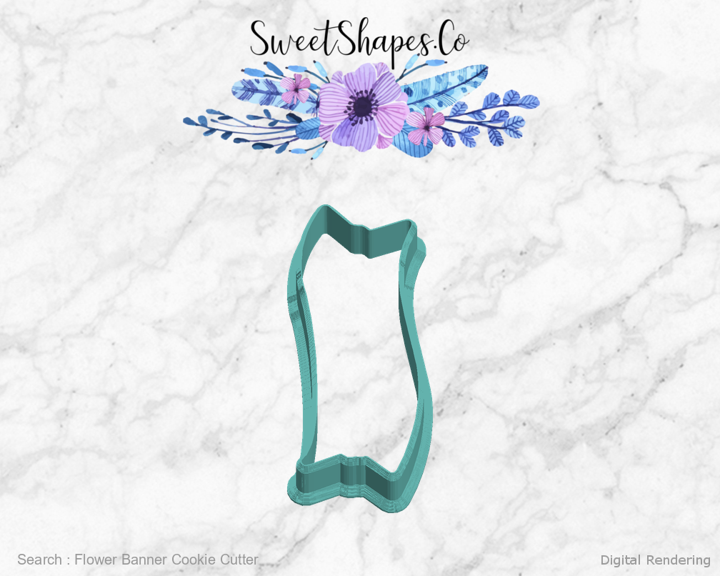 Flower Banner Cookie Cutter — left view