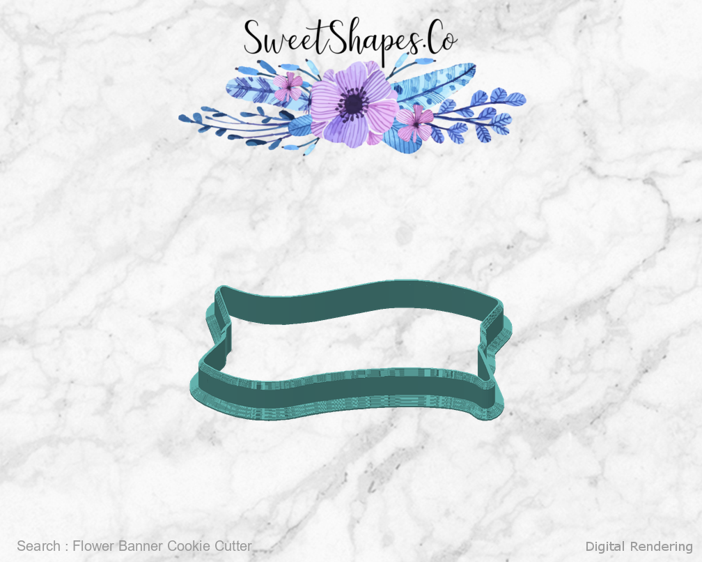 Flower Banner Cookie Cutter — back view