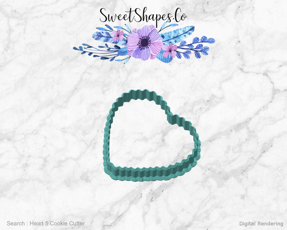 Heart 5 Cookie Cutter — angled front view