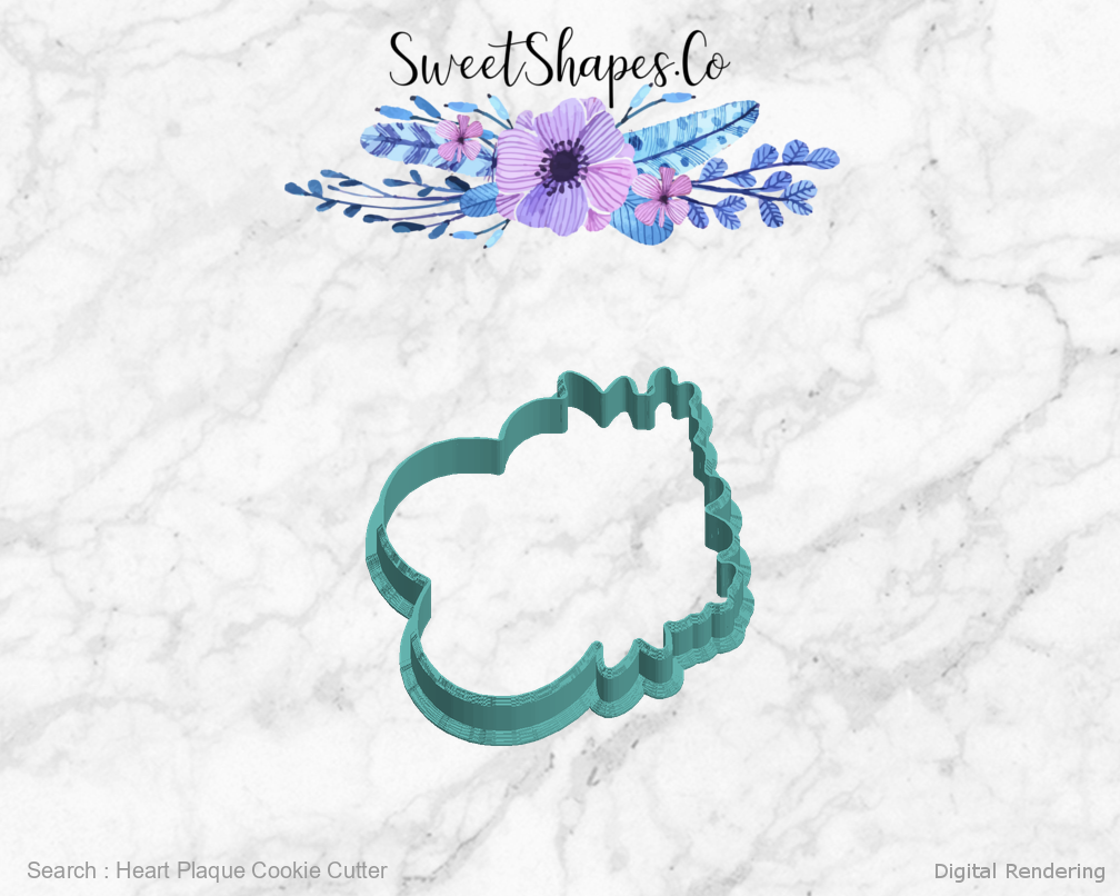 Heart Plaque Cookie Cutter — left view