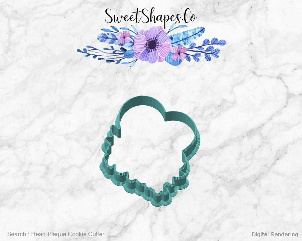 Heart Plaque Cookie Cutter — angled front view