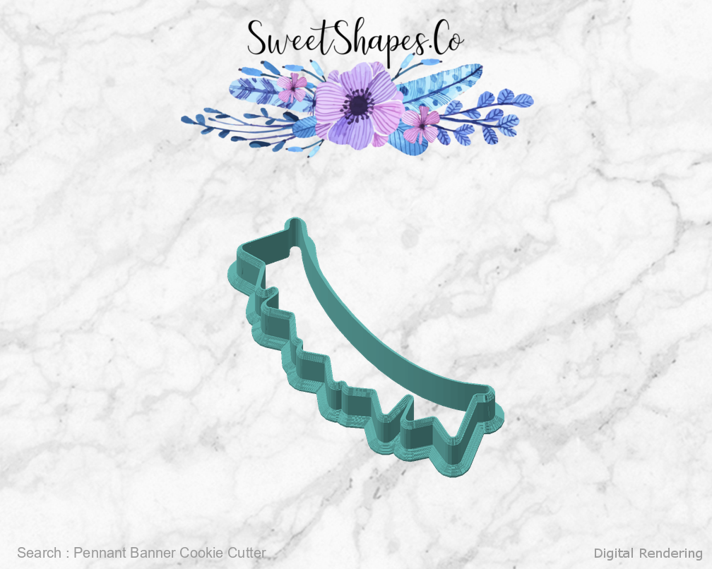 Pennant Banner Cookie Cutter — angled front view
