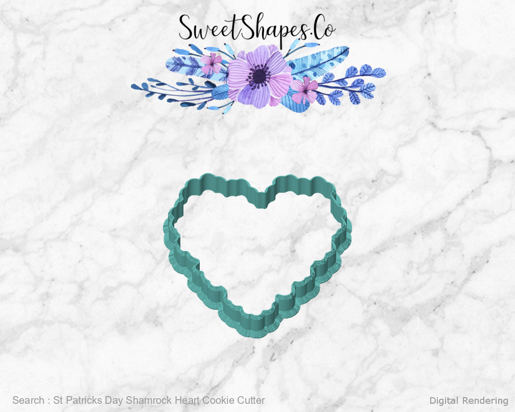 St Patricks Day Shamrock Heart Cookie Cutter — front view