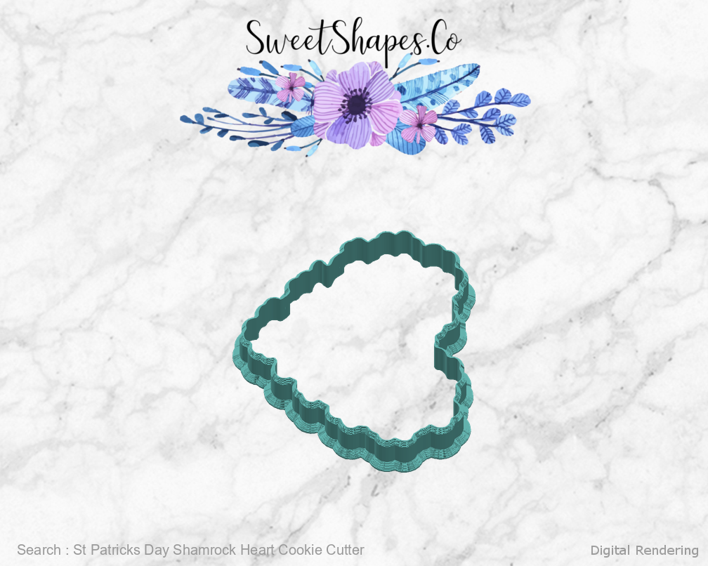 St Patricks Day Shamrock Heart Cookie Cutter — right view