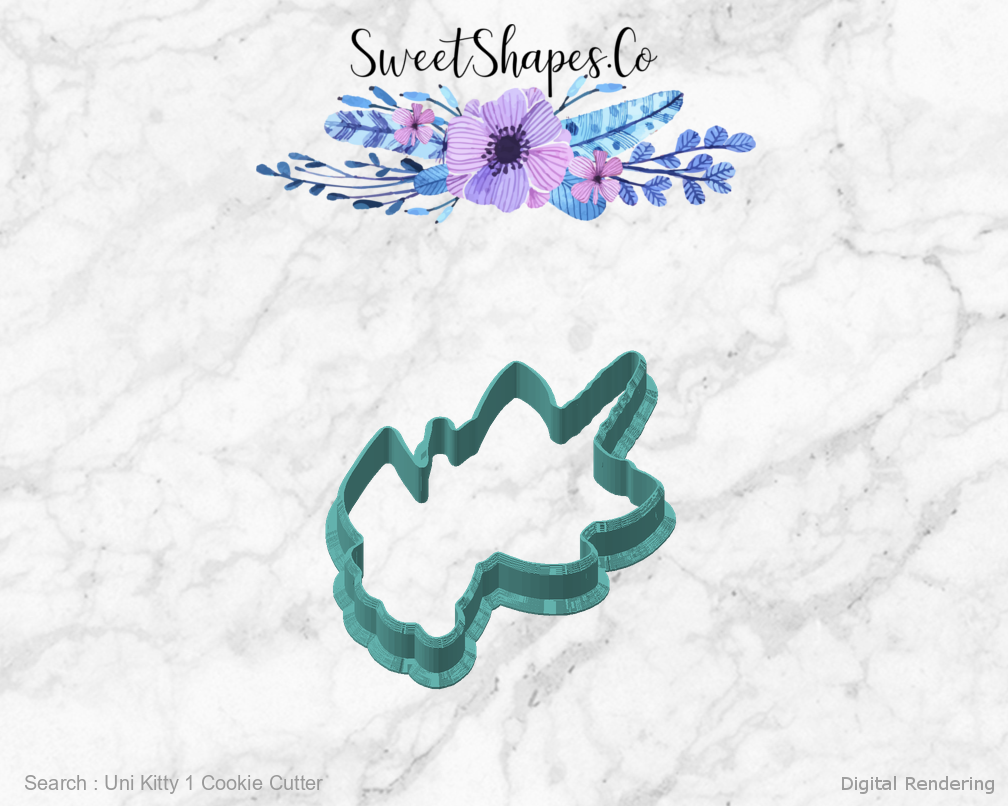 Uni Kitty 1 Cookie Cutter — angled front view
